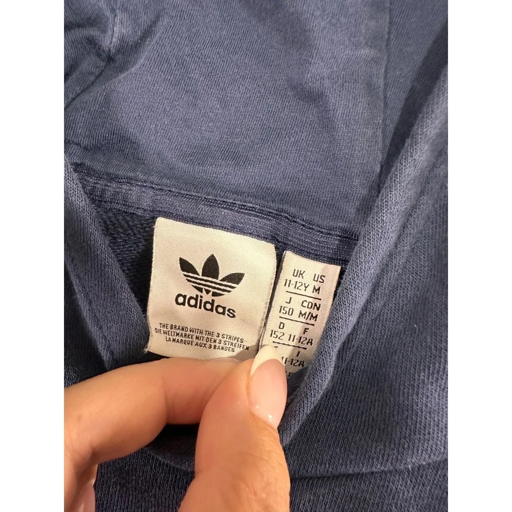 Adidas Originals Hoodie M 11-12Y Navy Blue Dinosaur Skeleton Trefoil Kids